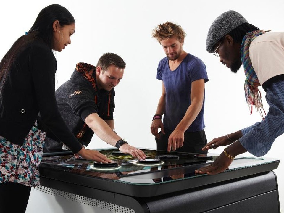 Multiple visitors using tangible interface table